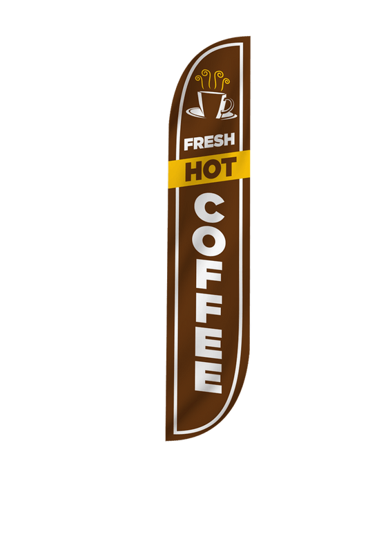 Fresh Hot Coffee Feather Flag 