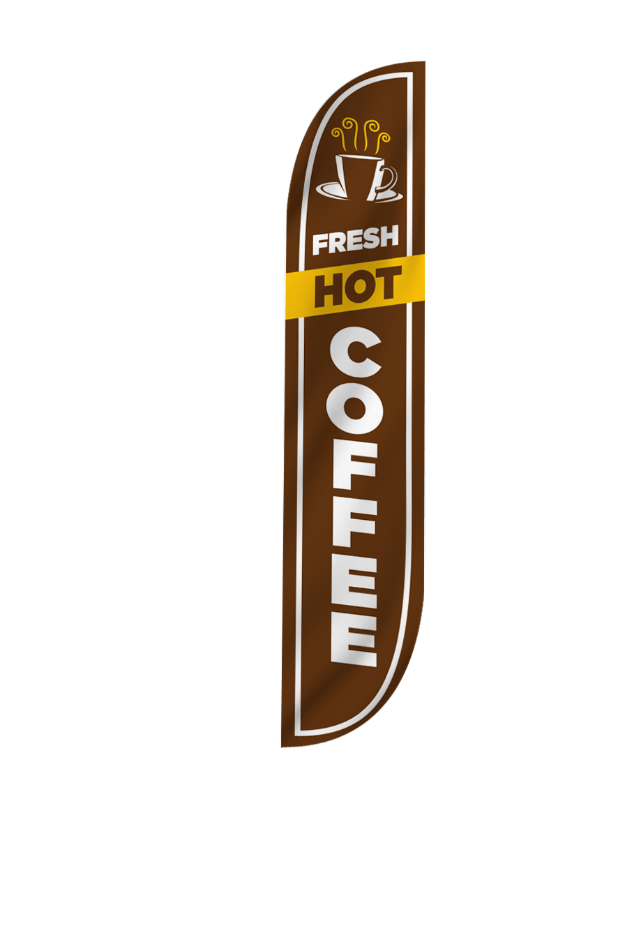 Fresh Hot Coffee Feather Flag 