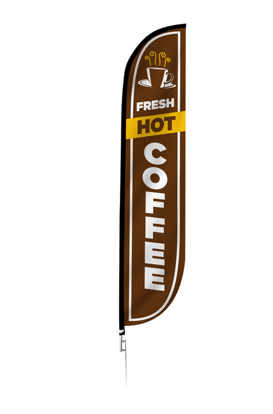 Fresh Hot Coffee Feather Flag 