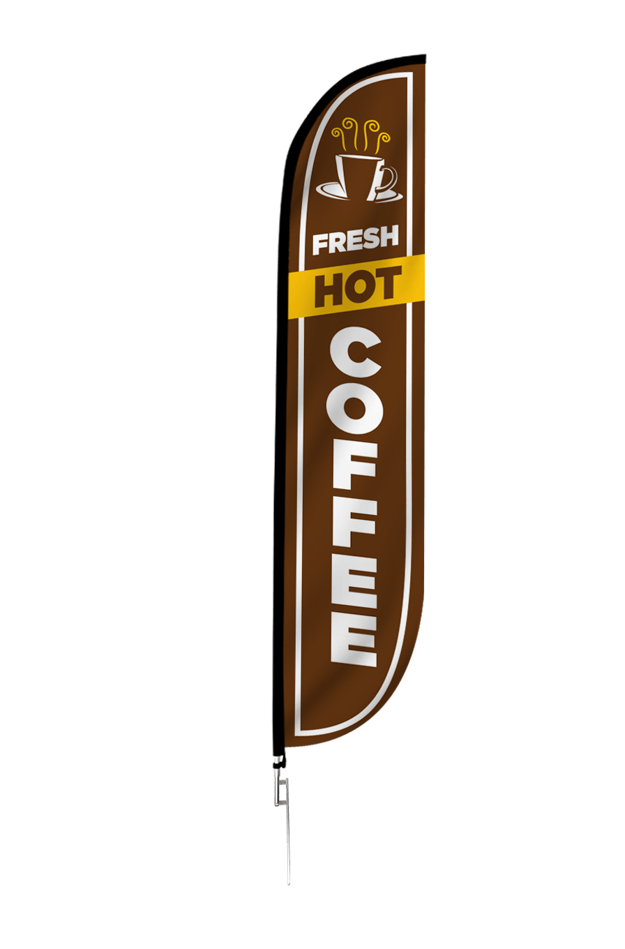 Fresh Hot Coffee Feather Flag 