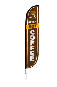 Fresh Hot Coffee Feather Flag 