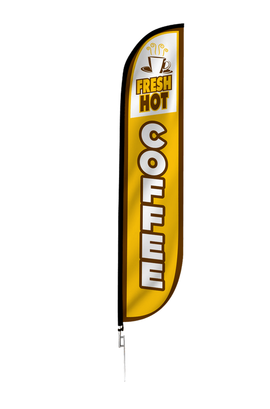 Fresh Hot Coffee Feather Flag 