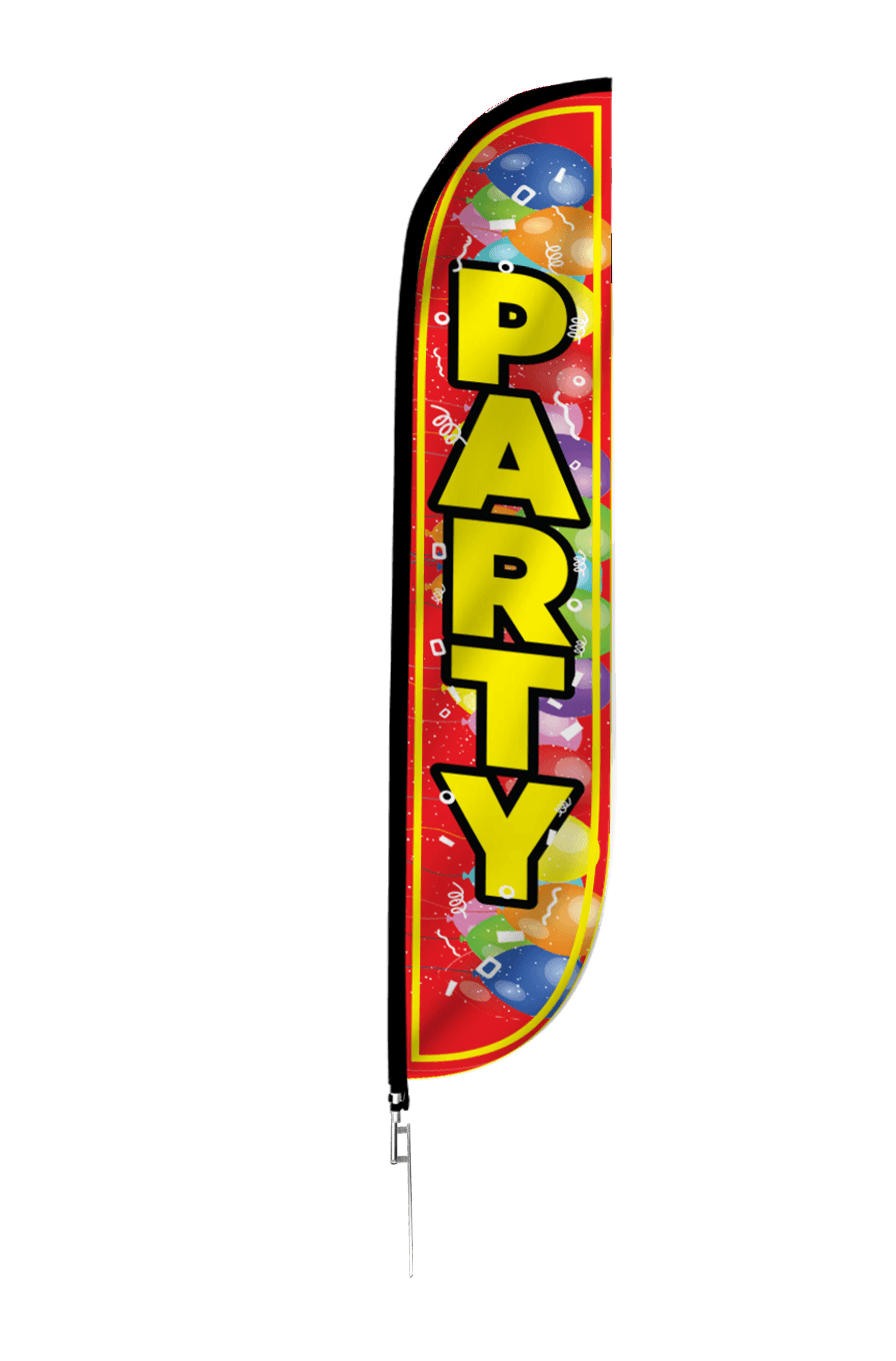 Party Feather Flag with Balloons 