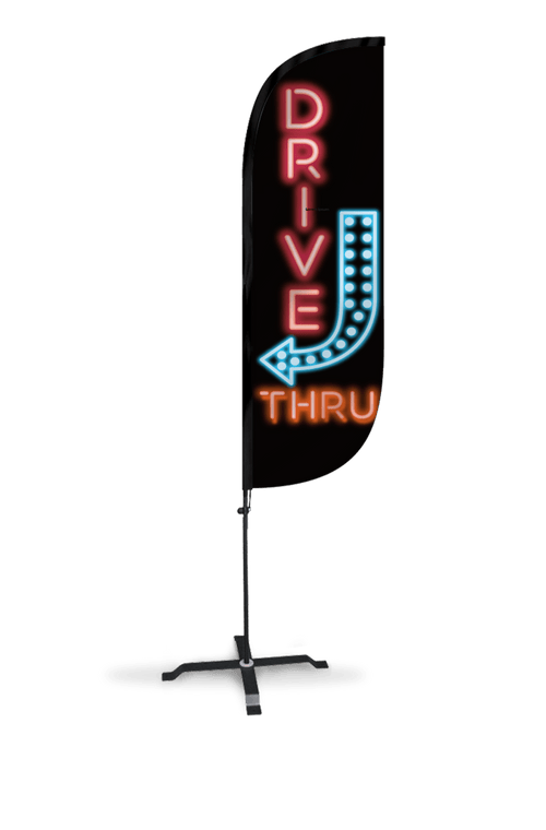 Drive Thru Neon Feather Flag