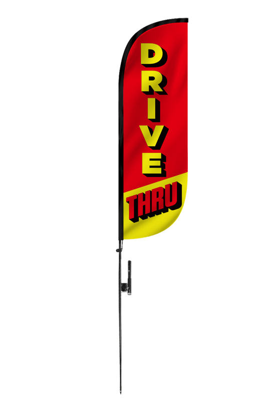 Drive Thru Red & Yellow Feather Flag 