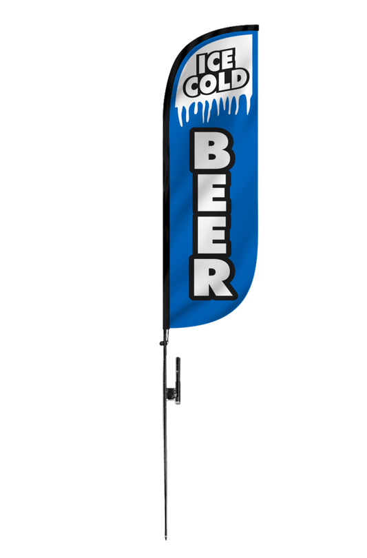 Ice Cold Beer Feather Flag 