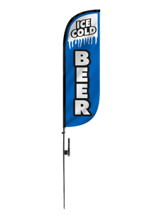 Ice Cold Beer Feather Flag 