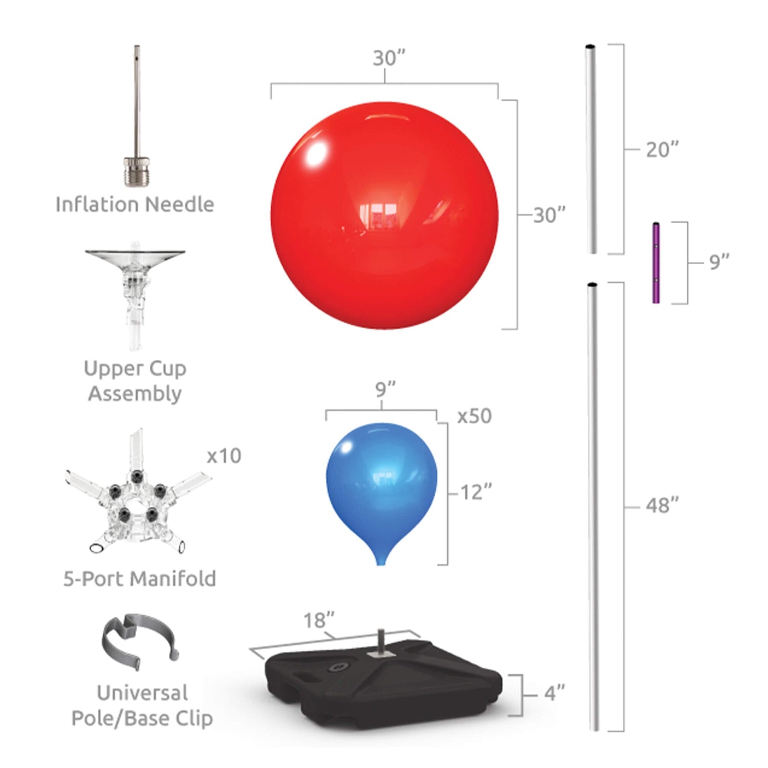 9ft Indoor Balloon Tower Kit 