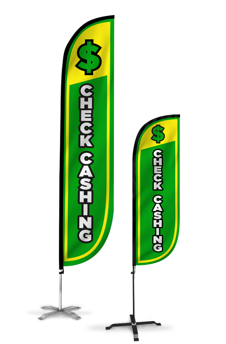 Check Cashing Feather Flag 