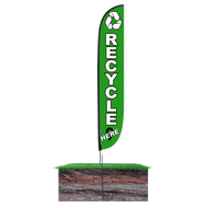 Recycle Here Feather Flag Green 