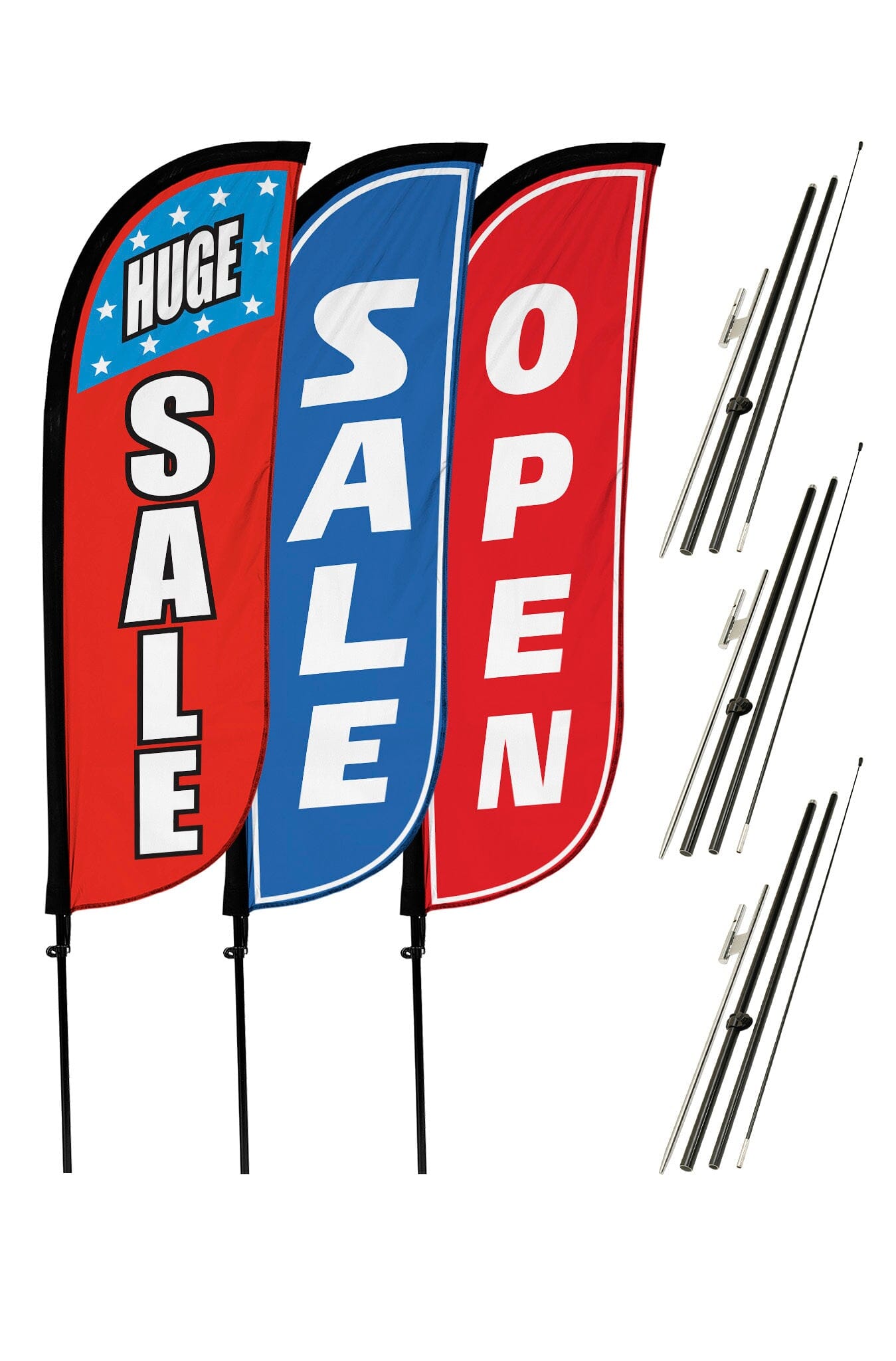 Sale Feather Flag - Variety 3-Pack w/ Ground Spike Pole Set 10M5000142X3GSET